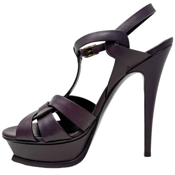 Saint Laurent YSL Tribute 135 Plum Purple Platform Strap Heels Sandals size 40 - Picture 9 of 15
